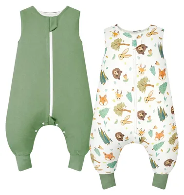 Immagine prodotto di Omgoods - Sacco nanna WYTbaby con piedini - 1.0 Tog, set da 2, 100% cotone per bambini