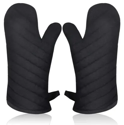 Productafbeelding van Ovenhandschoen, hittebestendig, katoen, zwart, 33 cm