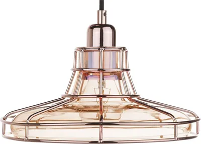 Zdjęcie produktu dla BELIANI Lampa wisząca bursztynowa szklana 117 miedziane pręty podwójny klosz nowoczesna