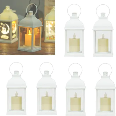 Productafbeelding van Set van 6 Kaarslantaarn Buiten: Tuinkaars Lantaarns Indoor Opknoping Decoratieve Memorial Lantaarn Buiten voor Woonkamer Kerst Halloween Bruiloft