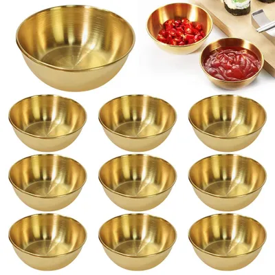 12 Edelstahl-Soßenschälchen 8,2 cm gold stapelbar 120 ml