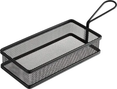 Productafbeelding van Unyqoos® SNACKHOLDER: RVS serveer- en frituurmand, zwart, 21,5 x 10,5 x 4,5 cm, handgreep 9,5 cm, vaatwasmachinebestendig