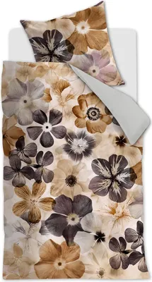 A flat lay of a floral patterned duvet cover and pillowcase.