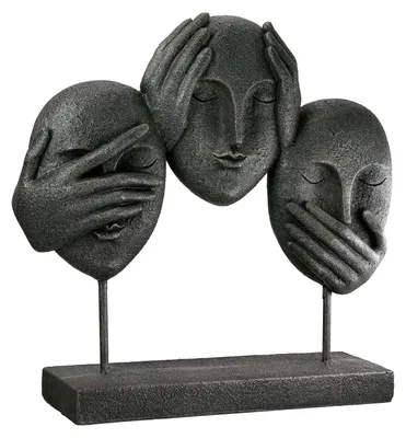Produktbild von Gilde Skulptur, Gesicht, "3 faces", Kunstharz, schwarz, VE 2, L. 8.5 cm, B. 30 cm, H. 29.5 cm 21505 4063387215050
