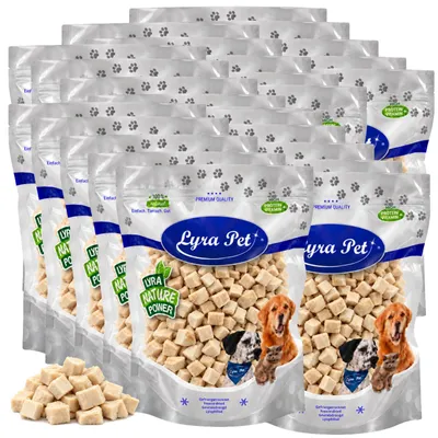 Image de 5 kg (25 x 200 g) de cubes de poitrine de poulet lyophilisés Lyra Pet®