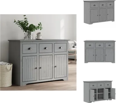 Image de vidaXL Sideboard BODO Gris 115x43x79,5 cm Pin massif - Sideboards