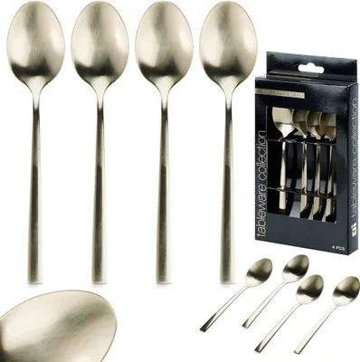 Produktbild von Teelöffel-Set 4-teilig, Goldbesteck, EXCELLENT HOUSEWARE 139744