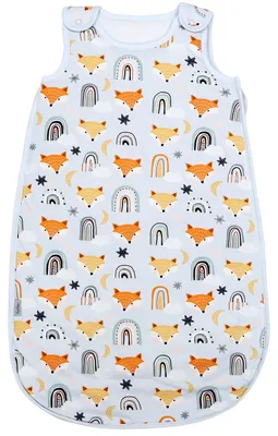Produktbild von TupTam Schlafsack Baby 2.5 TOG – Ganzjahresschlafsack Kinder mit Seitlichem Reißverschluss, Ärmellos, Farbe: Fuchs Regenbogen , Größe: 68-74