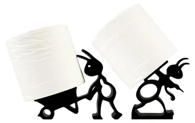 Produktbild von 2 Stück Toilettenpapierhalter in Ameisenform - Schwarz Freistehend