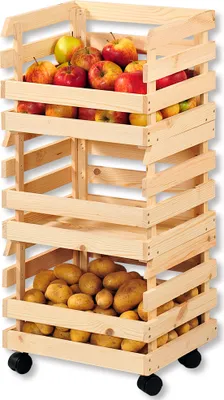 Produktbild von Küchenaufbewahrung, Kartoffelaufbewahrung KESPER Kartoffelhorde & Obsthorde 3-tlg., aus Kiefernholz, 37 x 80 x 30 cm 69581