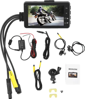 Obrázek produktu pro Vodotěsná 3palcová kamera na motorku, duální přední a zadní automatické nahrávání videa