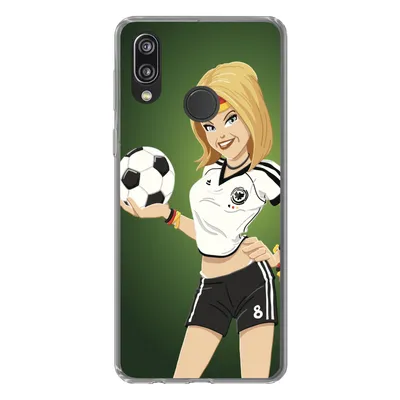 Produktbild von MuchoWow® Handyhülle Schutzhülle Hülle für Huawei P20 Lite (2020) Illustration eines Mädchens mit deutscher Kleidung und einem Fußball - Mädchen - Kinder Silikon Softcase Handy Hülle - Kartenhalter