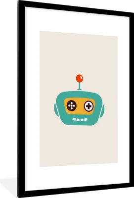 Produktbild von MuchoWow® MuchoWow® Gerahmtes Poster Roboter - Gesicht - Antenne - Technik - Junge - Kind 60x90 cm - Poster mit zchwarzem Bilderrahmen - Dekoration - Wandposter Wohnzimmer - Hochwertig