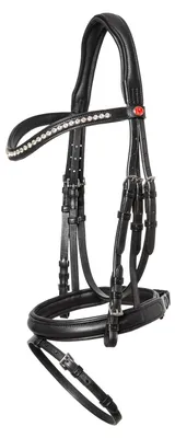 Produktbild von Kieffer Trensenzaum Ultrasoft® Haflinger in zwei Farben, Farbe:schwarz / schwarz unterlegt, Größe:Lederstirnband bombiert
