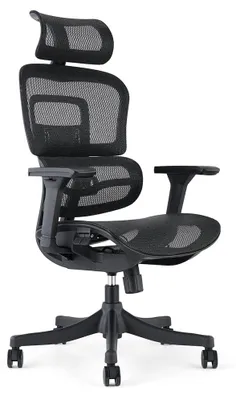 Ergonomischer Bürostuhl, Netzstoff, 3D-Armlehnen, Kopfstütze, schwarz
