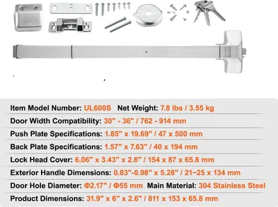 Productafbeelding van Paniekschakelaar, gemaakt van duurzaam roestvrij staal, verbeterde veiligheid, 811 mm (319 inch)