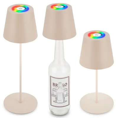 Produktbild von LED Tischlampe 3 in 1 Akku Kabellos Farbwechsel IP44 Flaschenleuchte 36cm Beige