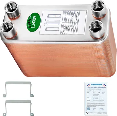 Zdjęcie produktu dla Płytowy wymiennik ciepła SucceBuy 60, przyłącza 1/2" BSP FPT, stal nierdzewna 316L, lutowana płyta do podgrzewania ciepłej wody użytkowej