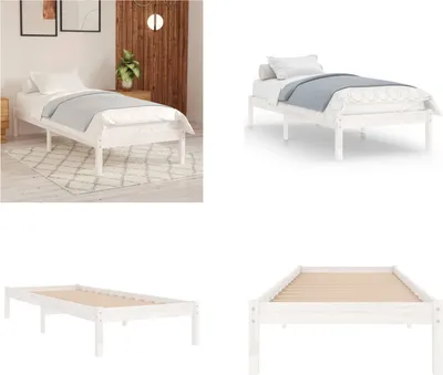 Produktbild von vidaXL Massivholzbett Weiß Kiefer 90x200 cm - Bettrahmen - Holz-Bettrahmen - Bett - Betten