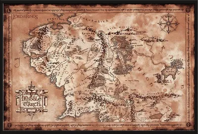 Immagine prodotto di Il Signore degli Anelli - Poster - Mappa + cornice a incastro, Shinsuke® Maxi in plastica nera, lastra in acrilico