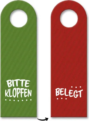 Produktbild von 3x Bitte klopfen oder belegt Türhänger mit Punkten in grün-rot Türhänger