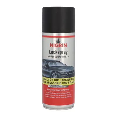 Produktbild von NIGRIN Lackspray, 400 ml, mattschwarzer Autolack, schützt Felgen und Karosserie
