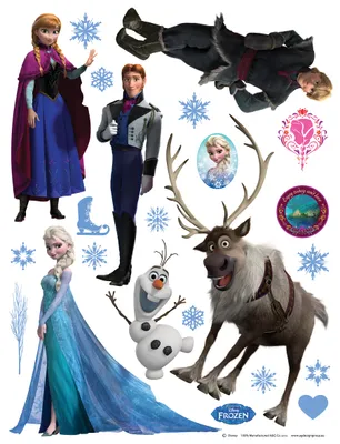 Obrázek produktu pro Disney tetování na zeď Ledová královna modrá, hnědá a fialová - 600142 - 65 x 85 cm