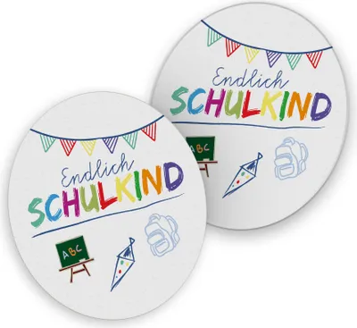 Produktbild von itenga 40x Bierdeckel rund Endlich Schulkind WEISS für Schulanfang