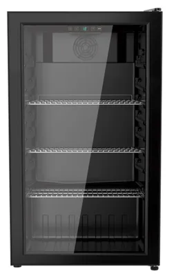 Produktbild von YUNA Cool-View GKS90B Glastürkühlschrank, 89 L – schwarz mit LED & Touchdisplay
