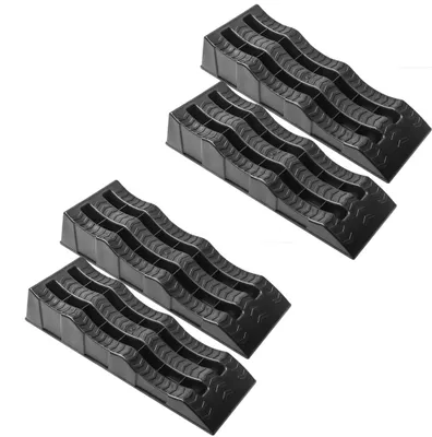 Obrázek produktu pro Rampy pro vjezd vozidel – servisní a nakládací rampy – 4 kusy – nosnost 3,5 tuny pro pár ramp – tři výšky zvedání: 4/7/10 cm – nízká konstrukční výška