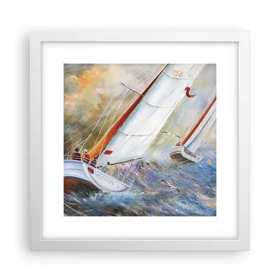 Produktbild von Gerahmtes Poster - Weißer Rahmen - Segelboot Bild Regatta - 30x30 cm - Wand Bild - Wanddeko - Wandbilder - Kunstposter - Wandposter - Bilderrahmen - Bilder - Kunstdruck - Wandbild - P2WAC30x30-4134