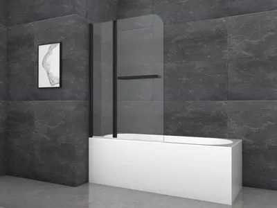 Produktbild von Badewannenfaltwand MARWELL Black Vital 2  - 2-flg, 140x100cm - Duschabtrennung in schwarz - Duschabtrennung