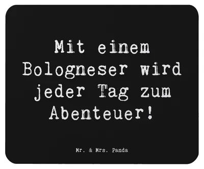 Produktbild von Mr. & Mrs. Panda Mauspad Spruch Bologneser Abenteuer - Schwarz - Geschenk, Hundeliebe, intelligente Hunde, mousematte, Hunderassen, computer, laptop, treuer Freund