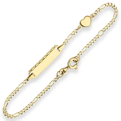 Produktbild von 1,8mm Id-Armband Figarokette diamantiert Herz aus 585 Gold Gelbgold 14cm