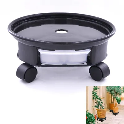 Produktbild von Pflanzenroller Rund,Blumentopf Untersetzer Mit Rollen,Ø45cm,Räder bis 75 Kg, Mit Stoppbremse Und Aufbewahrungsschublade Für Garten Und Balkon