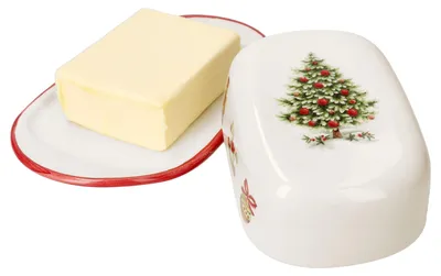 Zdjęcie produktu dla Maestro Natale maselniczka z pokrywką do masła 250g ceramiczna bożonarodzeniowa