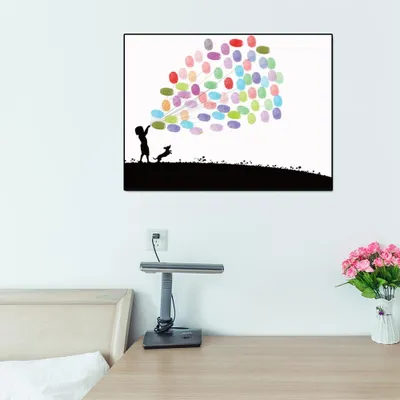 Image de DIY Fingerprint Tree Painting Wedding Decoration Guestbook Signature Tree Home Party DecorationKids