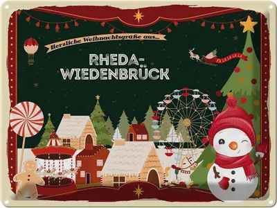 Obrázok produktu pre vianmo Plechový nápis 30x40 cm Weihnachten Grüße RHEDA-WIEDENBRÜCK