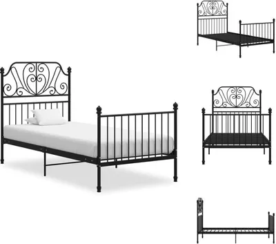 Produktbild von vidaXL Bettgestell Schwarz Metall 90x200 cm -  Betten & Bettgestelle