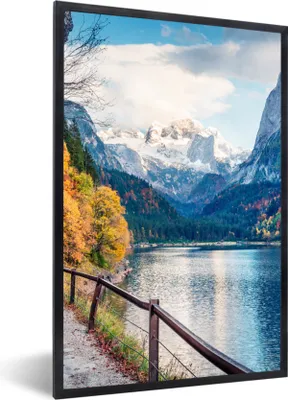 Produktbild von MuchoWow® Gerahmtes Poster Berge - See - Weg - Natur - Wasser 40x60 cm - Poster mit Schwarzem Bilderrahmen Wandposter Rahmen Foto Bilder - Papierdruck - Wandbilder