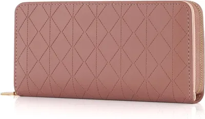 Produktbild von Damen Geldbörse groß aus Leder, Langformat Portemonnaie mit Reißverschluss & Druckknopf, viele Fächer, Kartenhalter, Münzfach, stylisches Accessoire