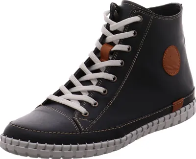 A single high-top sneaker is shown against a white background.
