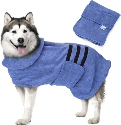 Produktbild von Famanu Hunde-Badjas superabsorbierend und schnell trocknend - L Blau