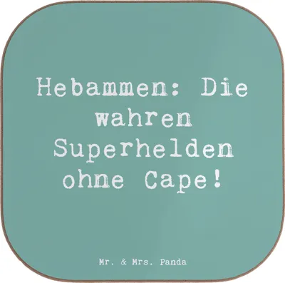 Produktbild von Mr. & Mrs. Panda Untersetzer für Gläser Spruch Hebamme Superheld - Meeresbrise - Geschenk, Heldinnen des Alltags, Hausgeburt, Berufsprodukte, Geburtsvorbereitung, Coaster