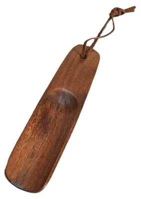 Productafbeelding van Houten schoenlepel, klein, 15,5 cm, walnoot, met ophangoog