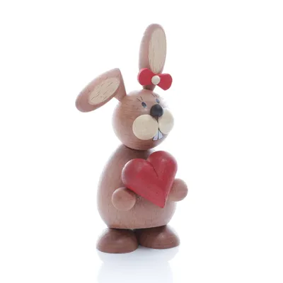 Produktbild von Osterartikel Osterhäsin rotem Herz HxB 12x6cm NEU