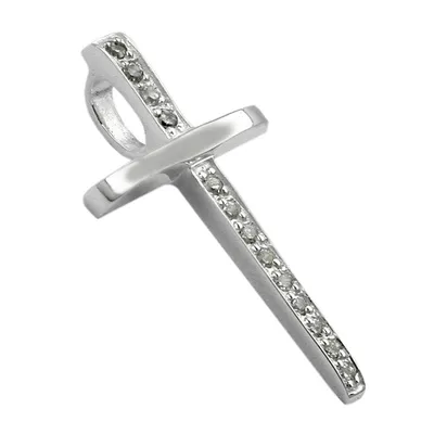 Produktbild von Anhänger 25x14mm Kreuz mit Zirkonias Silber 925 silber 25x14mm