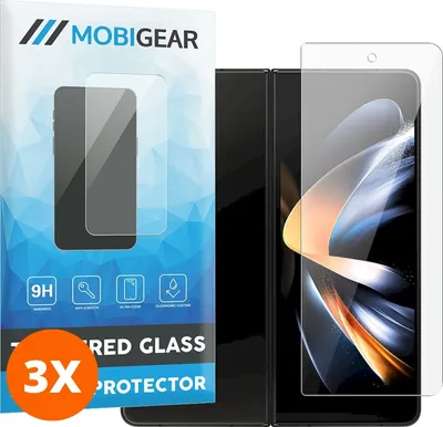 Produktbild von Mobigear Premium 9.98 Samsung Galaxy Z Fold 4 Panzerglas Gehärtetes Glas Displayschutz - Hüllenfreundlich - Schwarz (3er Pack)