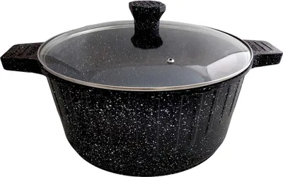 Produktbild von Kochtopf Topf Casserole Granitbeschichtung Antihaft Ø ca. 32 cm 10 L schwarz für alle Herdarten geeignet