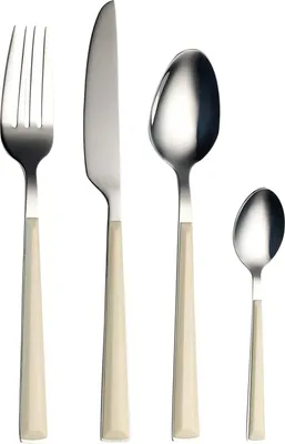 Produktbild von Echtwerk EW-KB-9025 Basic Besteck Set  24 tlg schwarz, Farbe:Creme